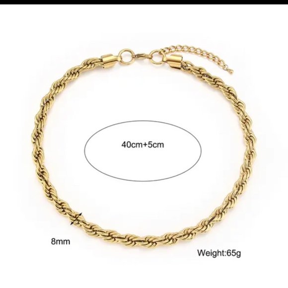 NEW 8MM 18K GOLD CHUNKY TWISTED CHAIN NECKLACE, NICE NECKLACE, CUTE NECKLACE. - Picture 5 of 5